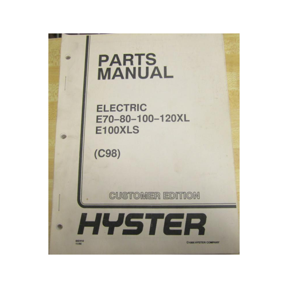 Hyster E70-80-100-120XL Parts Manual Hy-E7080100120XL - Used