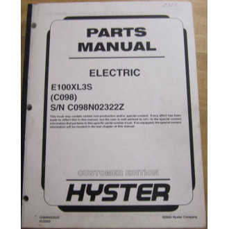 Hyster E100XL3S (C098) Electric Parts Manual Hy-E100XL3S - Used