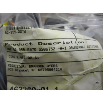 DAP 92-955-0070 Drum Brake Retainer 5206752 -H-1 - New No Box