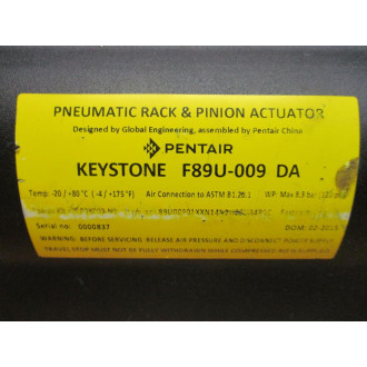 Pentair F89U-009-DA Keystone Actuator F89U-009 - Used