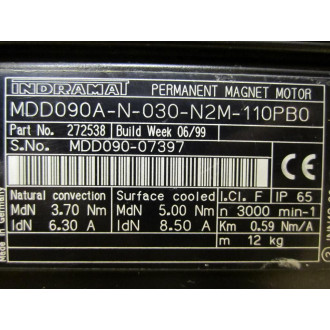 Indramat 272538 MDD090A-N-030-N2M-110PB0 Motor - New No Box