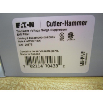 Cutler Hammer CVL050CH240SBDRS Eaton CVL50 Surge Suppressor Clipper VL