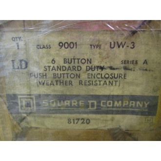 Square D UW3 Push Button 6 Enclosure 9001UW3 ser. A