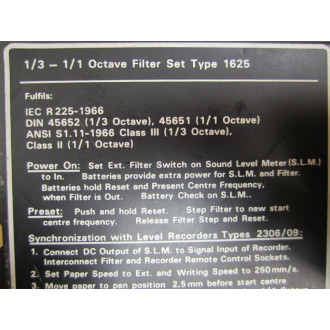 Bruel & Kjaer 1625 13-11 Octave Filter Set - Used