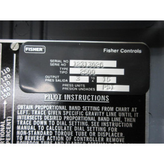 Fisher Controls 2500 Pneumatic Level Controller - Used