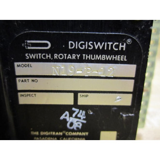 Digitran Company N19-P-12 Digiswitch Thumbwheel Counter - Used