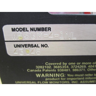 Universal WB6GM-4-1NL Flow Rate Indicator - New No Box