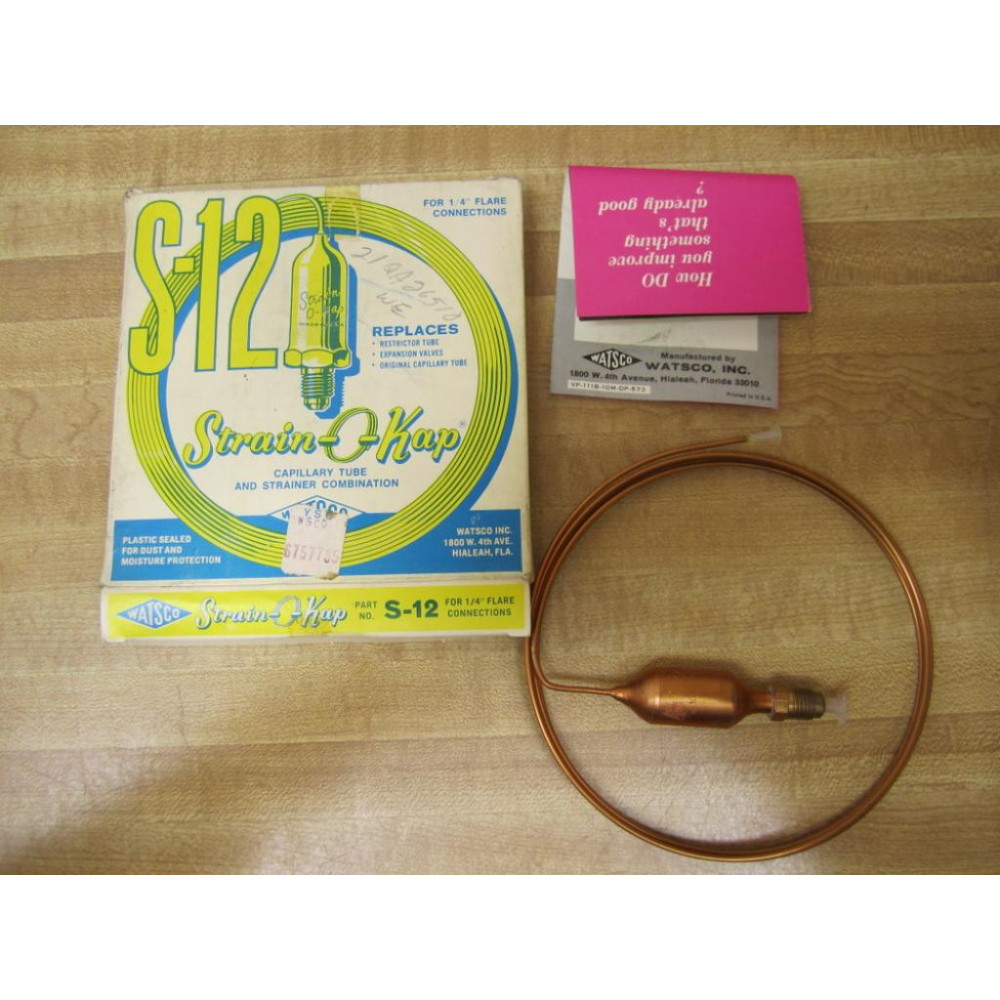 Watsco S-12 Capillary Tube And Strainer Combination