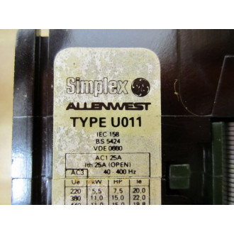 Simplex U011 Contactor - New No Box