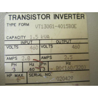 Toshiba VT130G1-4015BOE Transistor Inverter - Used