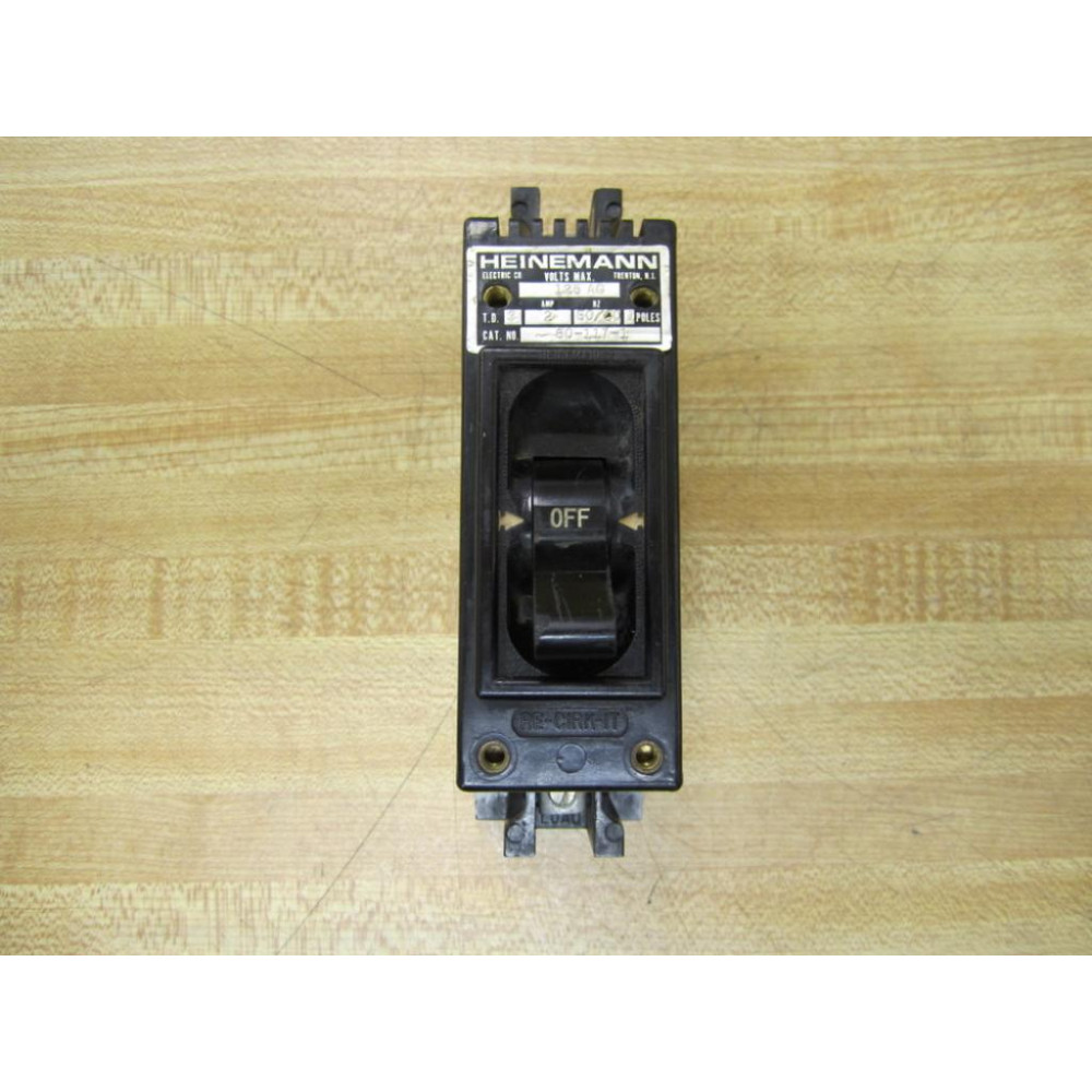 Heinemann Electric Co 60-117-1 Circuit Breaker 2A 601171 - Used
