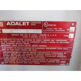 Adalet XJF-060806-N4 Explosion Proof Junction Box XJF-060806 - New No Box