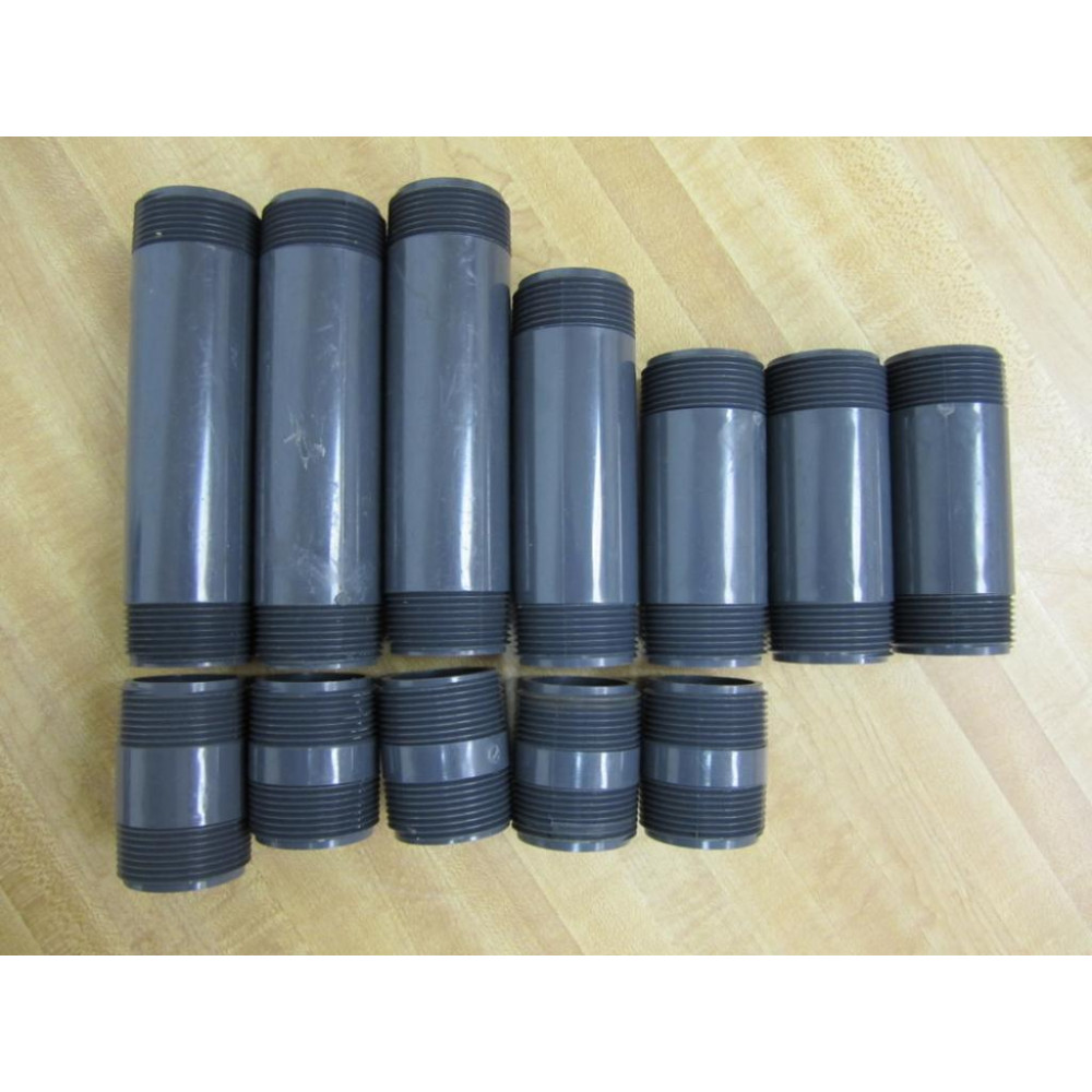 1-14" Assorted PVC Schedule 80 Nipple Bag Of 12 - New No Box