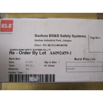 BS & B Safety Systems A8002459-1 Burst Disc