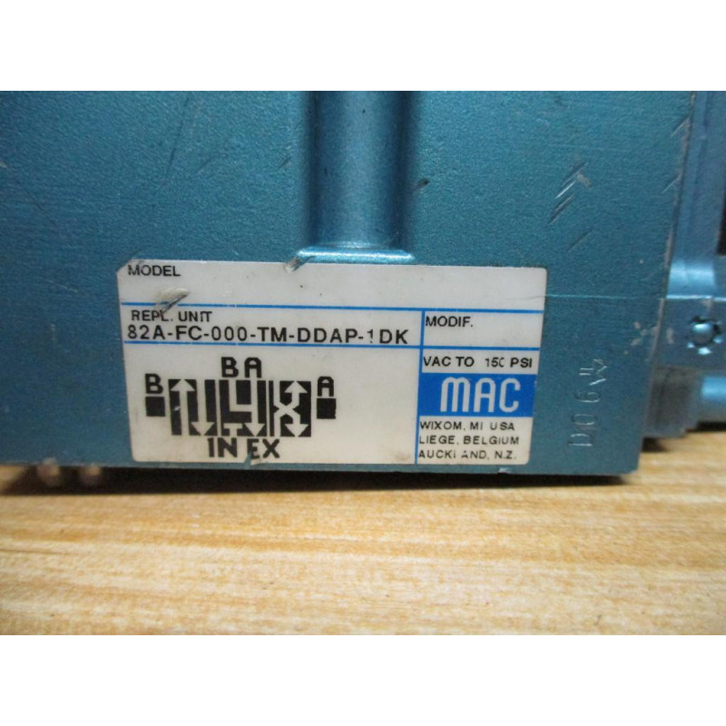 Mac Valves 82A-FC-000-TM-DDAP-1DK Solenoid Valve Single Pilot