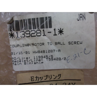 139281-1 Coupling Motor To Ball Screw - New No Box