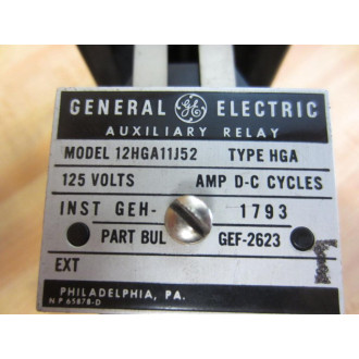 General Electric 12HGA11J52 GE Auxiliary Relay - New No Box