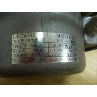 Turbo Blower HN-50BT Centrifugal Fan 3 Phase 2 Poles - Used