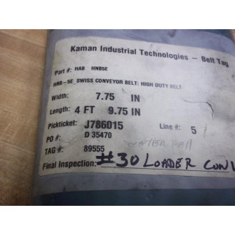 Kaman Industrial Technologies HAB HNB5E Kaman 7.75" X 4' 9.75" Belt