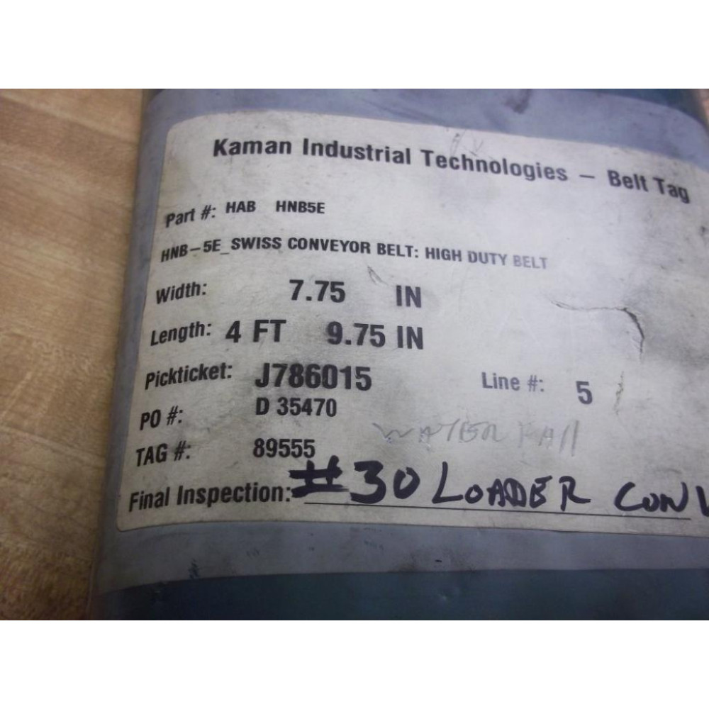Kaman Industrial Technologies HAB HNB5E Kaman 7.75" X 4' 9.75" Belt