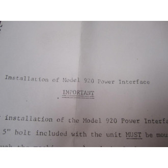 CP Control 920 Power Interface - New No Box