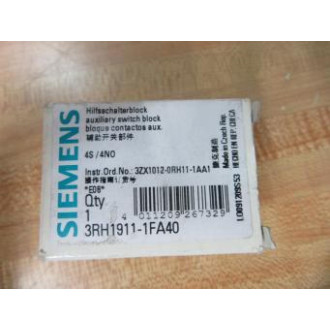 Siemens 3RH1911-1FA40 Auxiliary Contact 3RH19111FA40