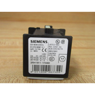 Siemens 3RH1911-1FA40 Auxiliary Contact 3RH19111FA40