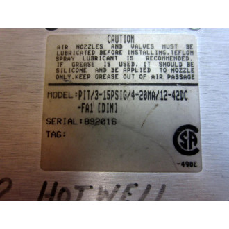 Moore Industries PIT3-15PSIG4-20MA12-42DC-FA1(DIN) PIT Transmitter WFitting - Used