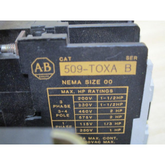 Allen Bradley 509TOXA Relay 509-TOXA Series B - Used