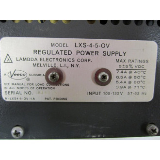 Lambda LXS-4-5-OV Electronics Regulated Power Supply LXS4-OV - Used