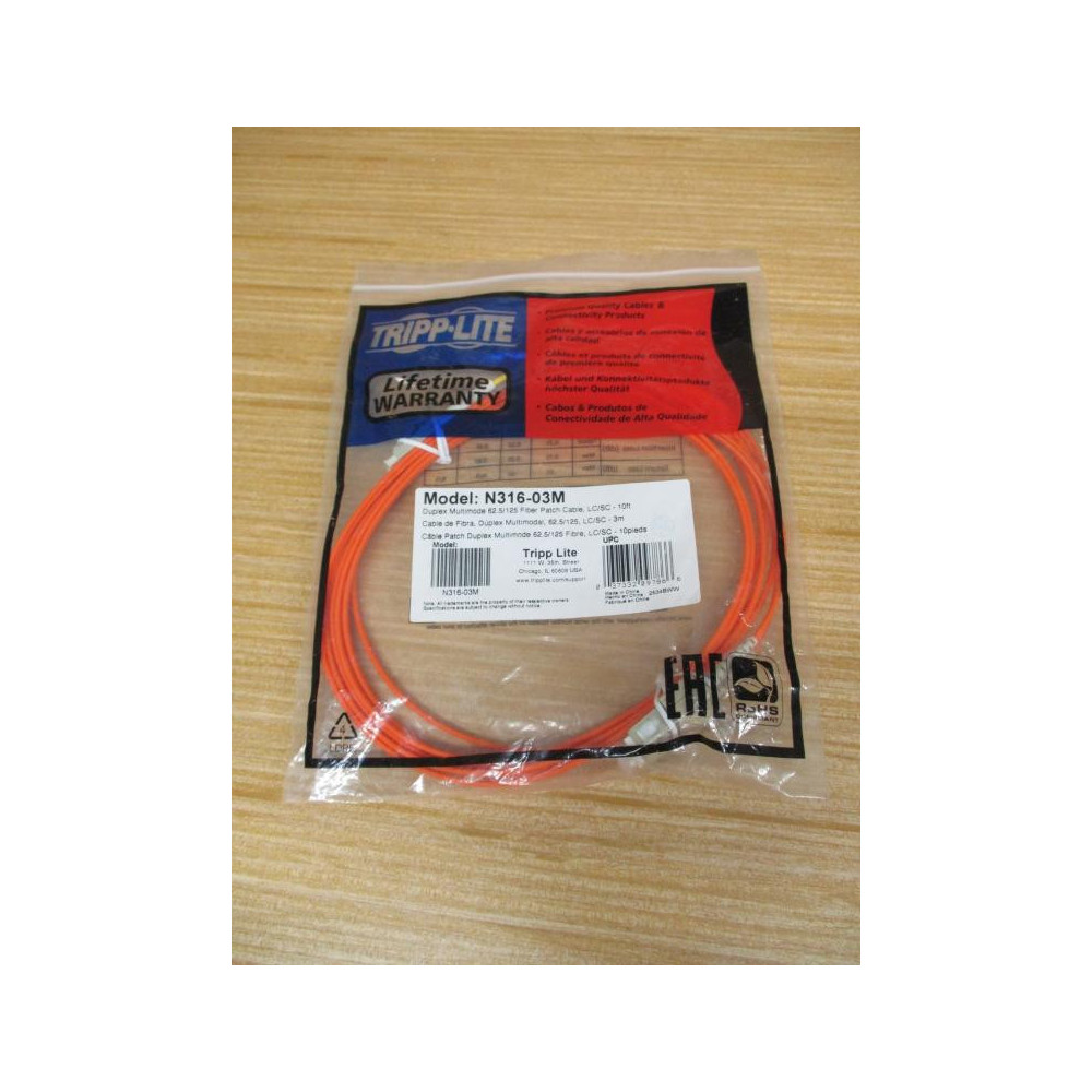 Tripp-Lite N316-03M Duplex Multimode Fiber Patch Cable N31603M