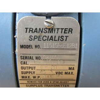 Rosemount 1151GP6E12B1 Transmitter - Used
