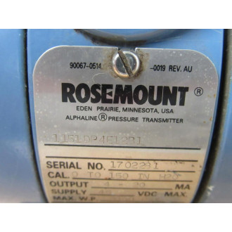 Rosemount 1151DP4E12B1 Pressure Transmitter - Used