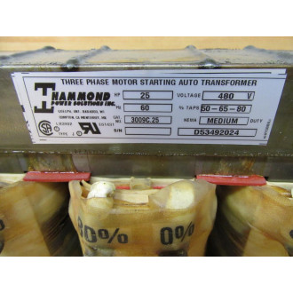 Hammond 3009C.25 Motor Starting Auto Transformer 3009C25 - Used