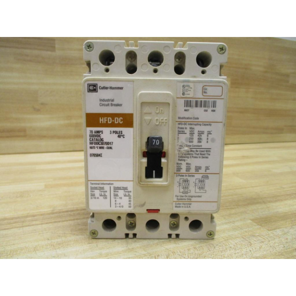 Cutler Hammer HFDDC3070D17 Industrial Circuit Breaker - Used