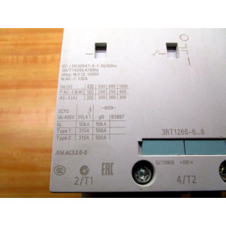 Siemens 3RT1266-6AM36 Contactor 3RT12666AM36 Cracked Housing - Used