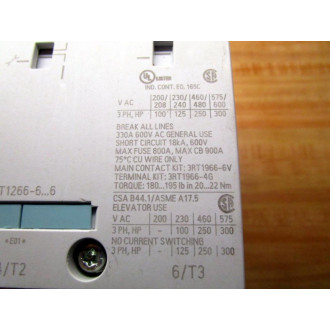 Siemens 3RT1266-6AM36 Contactor 3RT12666AM36 Cracked Housing - Used