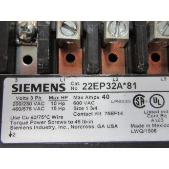 Siemens 22EP32AG81 Starter 22EP32A*81 - New No Box