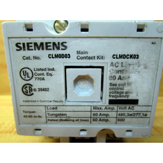 Siemens CLM0D03 Contactor - Used