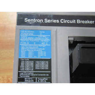 Siemens FD62F250 250A Circuit Breaker FD62F250L Series C - New No Box