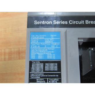 Siemens FD63F250 250A Circuit Breaker  FD63F250L Series C - New No Box