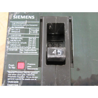 Siemens HED43B045 45A Circuit Breaker HED43B045L Cracked Corner - Used