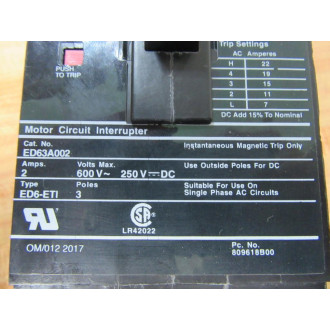 Siemens ED63A002 2A Circuit Breaker  ED63A002L - New No Box