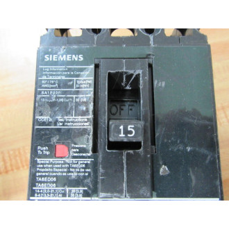 Siemens HED43B015 15A Circuit Breaker  HED43B015L - New No Box