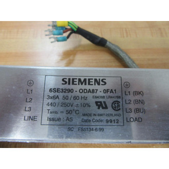 Siemens 6SE3290-0DA87-0FA1 RFI Filter 6SE32900DA870FA1 - Used