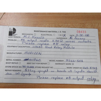 Modicon AS-B266-501 Relay Module BD ASB266501 - Refurbished