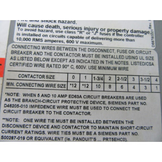 Siemens 17DP92BF1181 Starter Combo w14DP32AF81 - New No Box