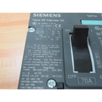 Siemens NDK3B070 70A Circuit Breaker NDK3B070L Chipped Corner - New No Box