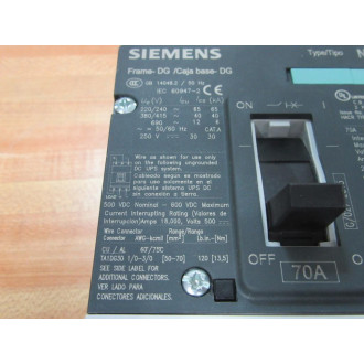 Siemens NDK3B070 70A Circuit Breaker NDK3B070L Cracked Corner - New No Box
