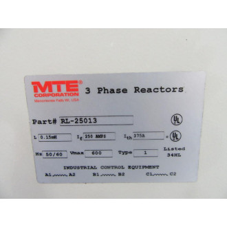 MTE RL-25013 Reactor RL25013 3 Phase TESTED - New No Box